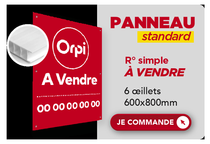 Panneau standard : À VENDRE Recto Rouge - 800mm