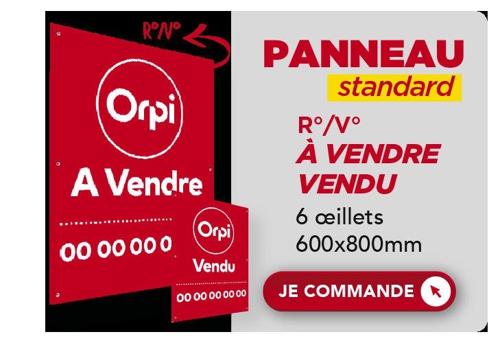 Panneau standard : À VENDRE | VENDU Recto Verso Rouge - 600x800 mm