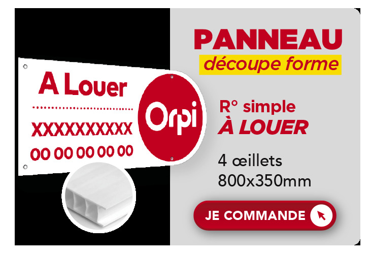 Panneau découpe forme : À LOUER Recto - 800x350 mm